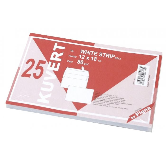 Kuverta B6 strip bela 12X18cm 25kom