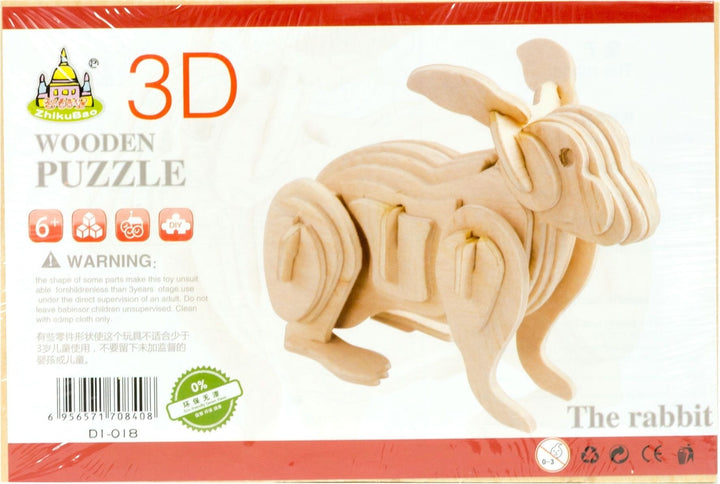 Zajec 3D lesene puzzle