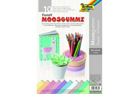 Moosgummi, 20x30cm pastelnebarve 10/1