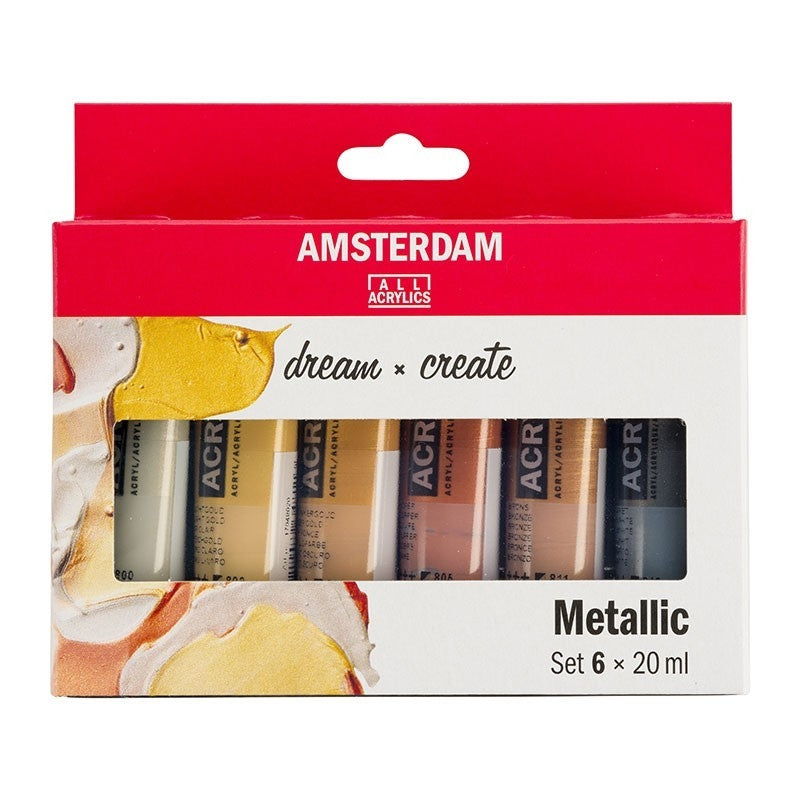 Akrilne barve 6x20ml metal-kovinske barv