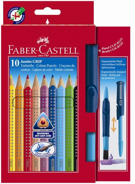 Barvice Faber Castell Jumbo 10/1 + čopič