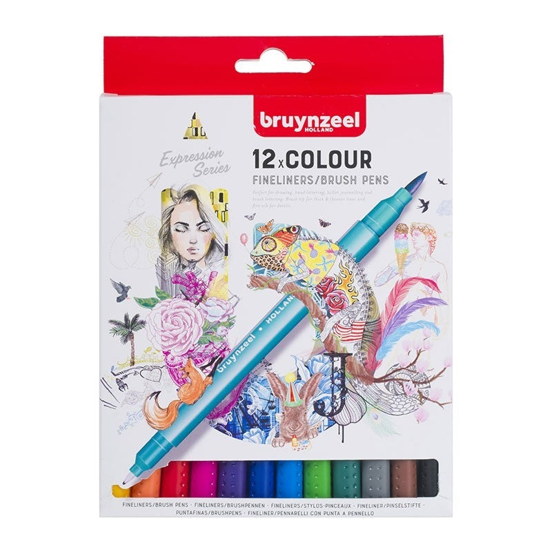 Brushpen Fineliner set 12/1 Bruynzeel