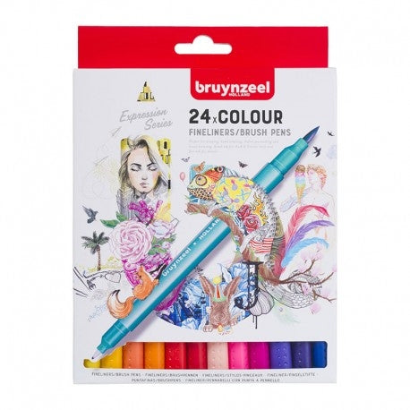 Brushpen Fineliner set 24/1 Bruynzeel