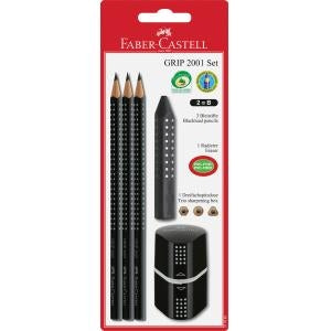 Svinčnik FC grip 3/1+radirka+šilček ČRN