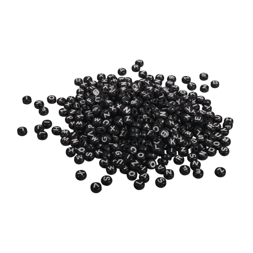 Perle črke, plastične, črne, 6mm, 40g
