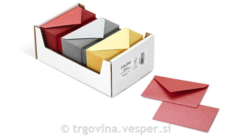 Kuverte Perla + kartončki 9x14cm svetleča