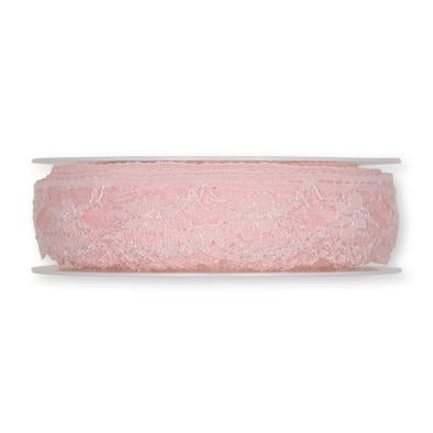Čipka cvetlična roza 1m 22mm