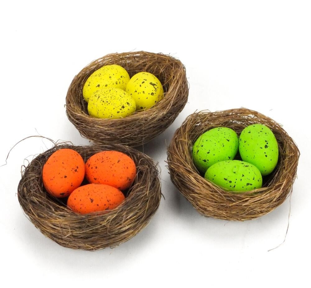 Gnezda z jajčki, set 3, ru, zel, rde