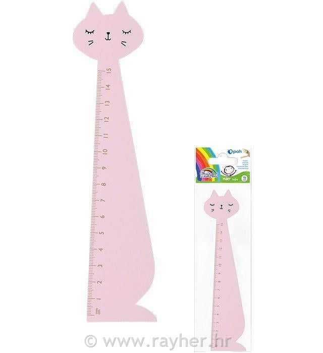 Ravnilo pink muca 15cm