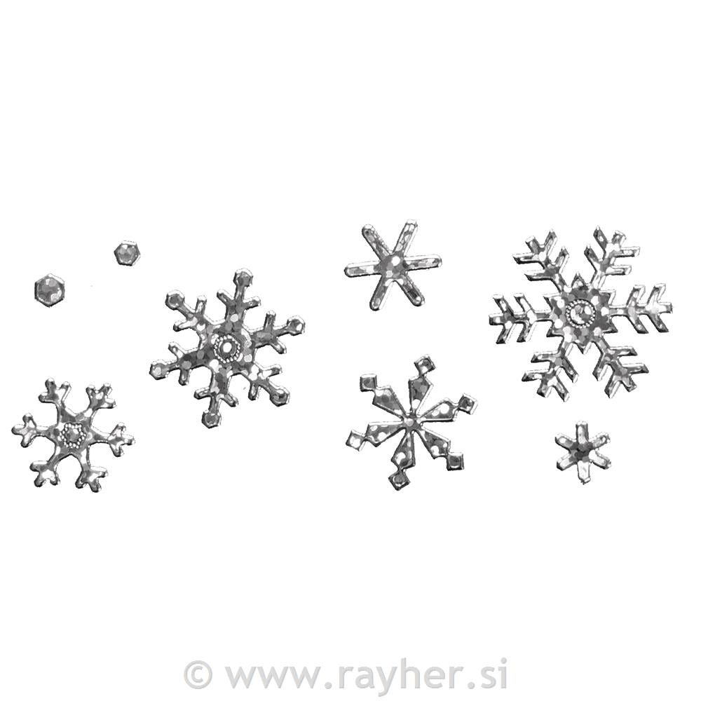 Nalepke SB7 xmas 7,5x10cm SREBRNE SNEŽINKE
