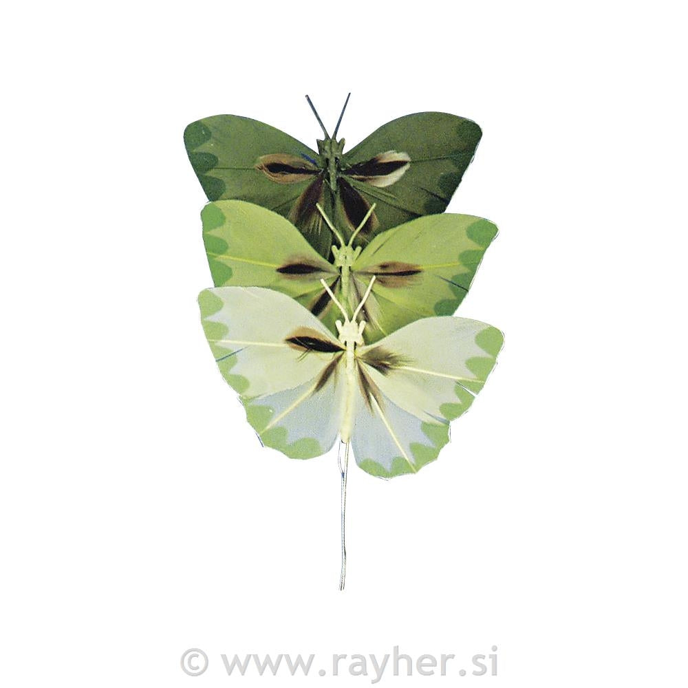 METULJI IZ PERJA 2CM ZELENI 6/1