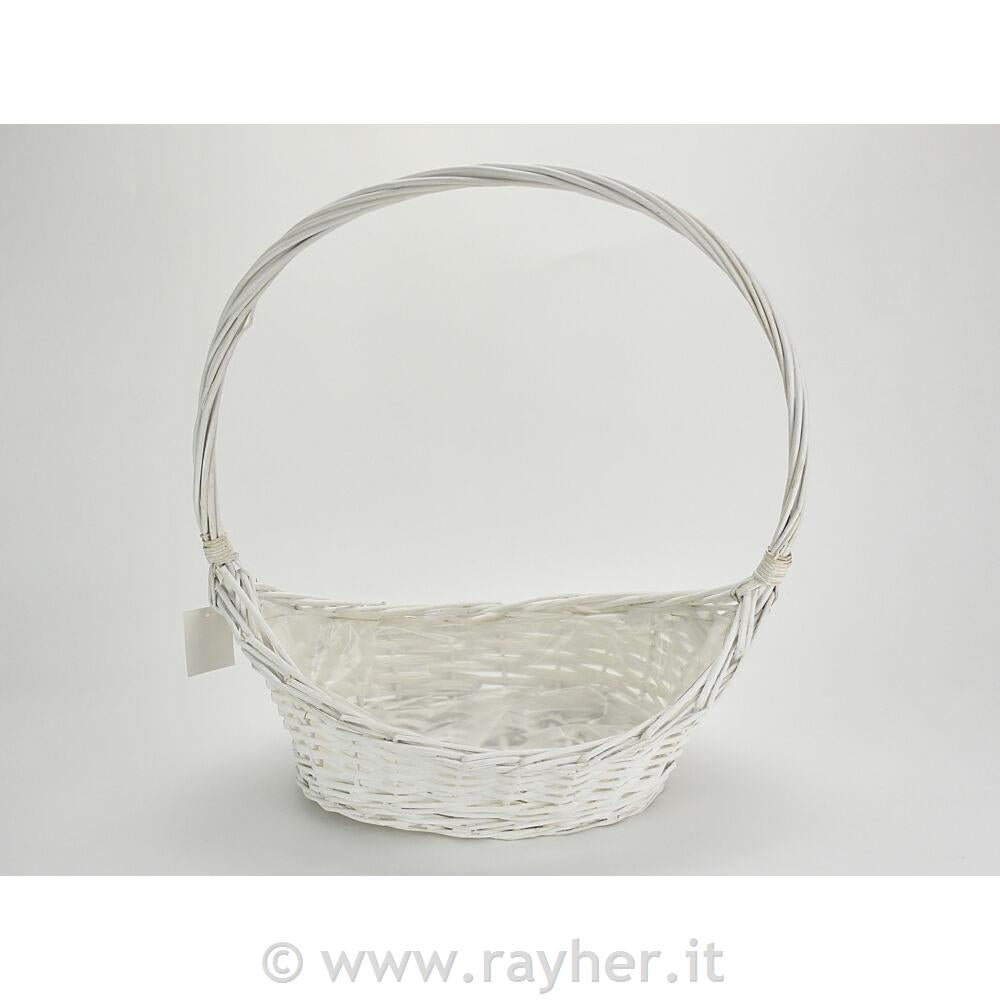 Košarica bela z ročajem 40x25cm