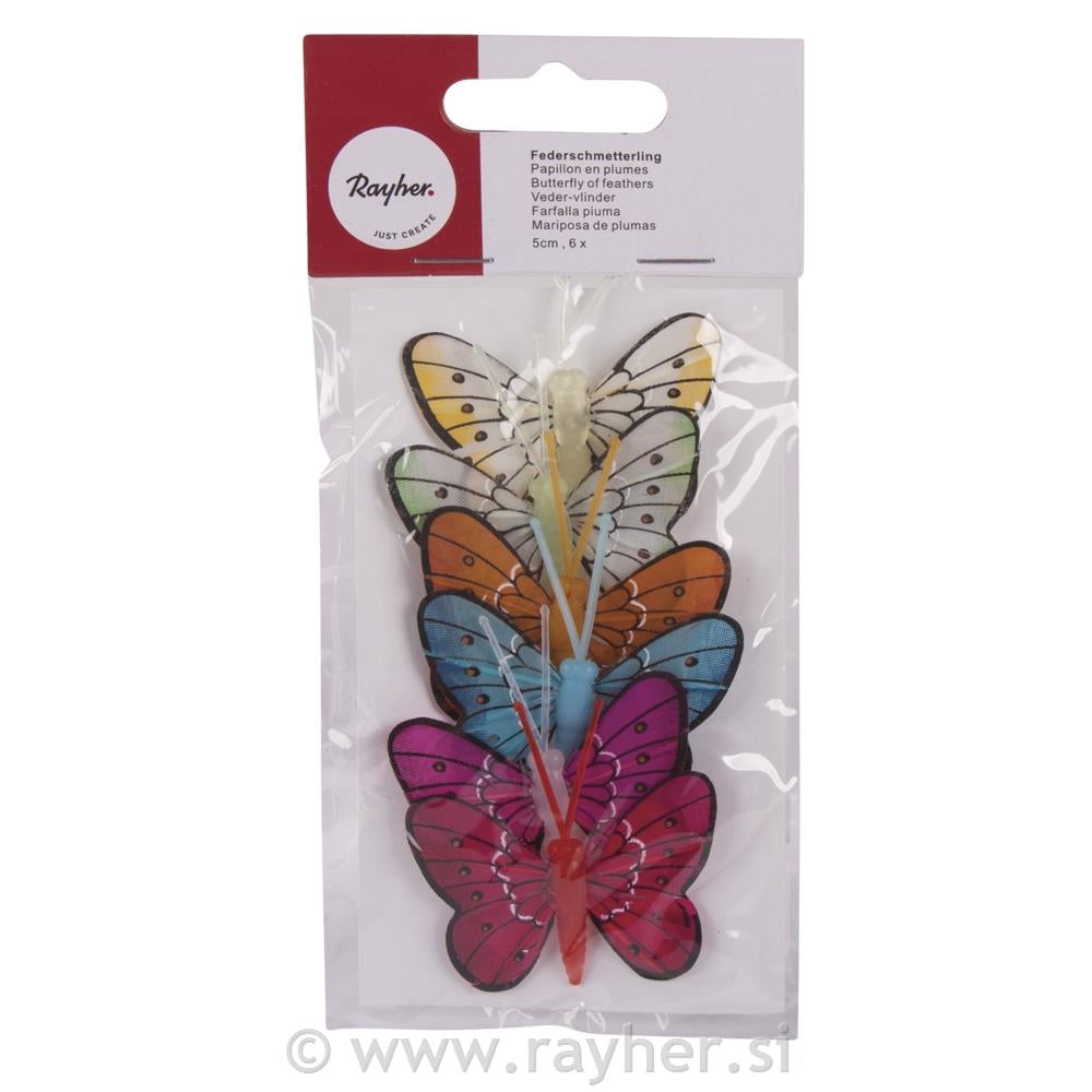 Metulji iz perja 5cm pisani 6/1