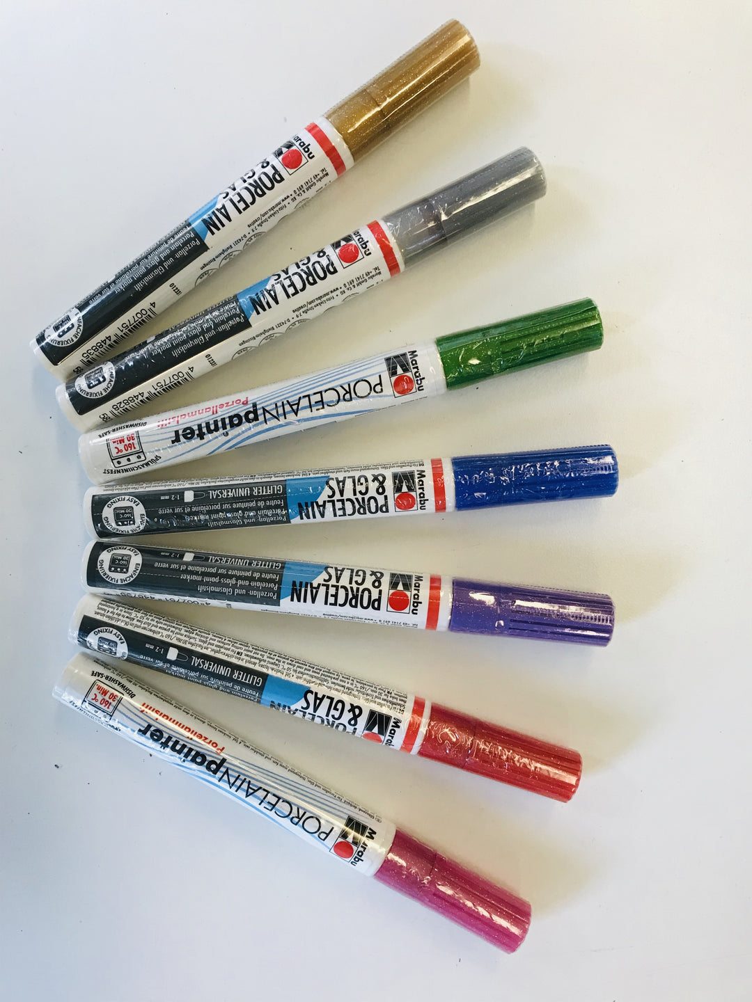 Marker z bleščicami za porcelan in steklo Marabu 1-2mm sort.