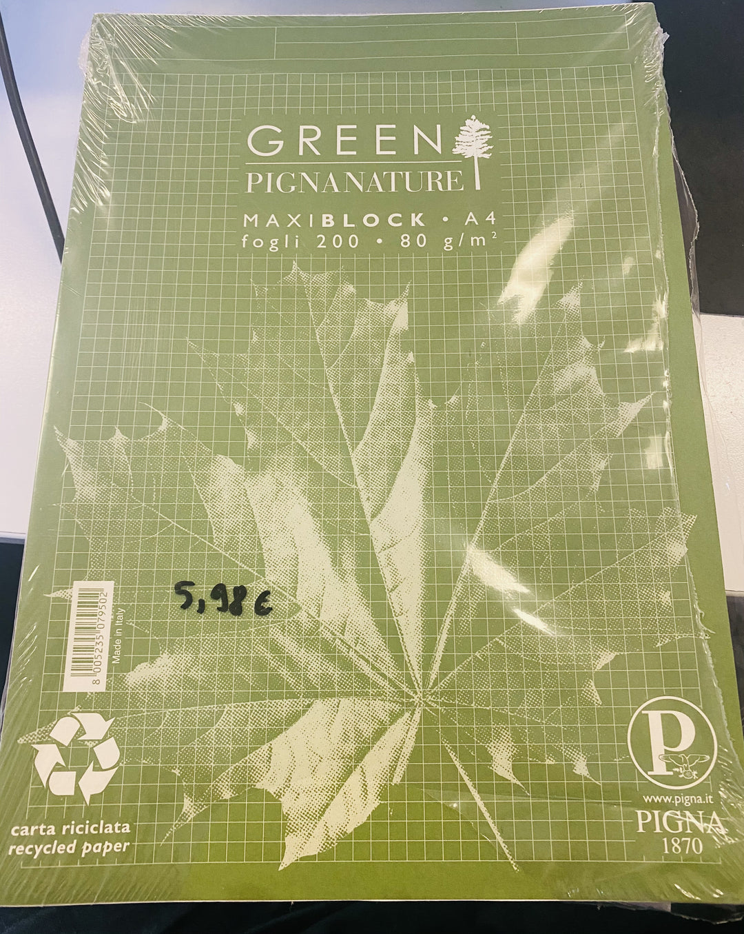 BLOK LEPLJEN A4 5M NATURE GREEN 200L