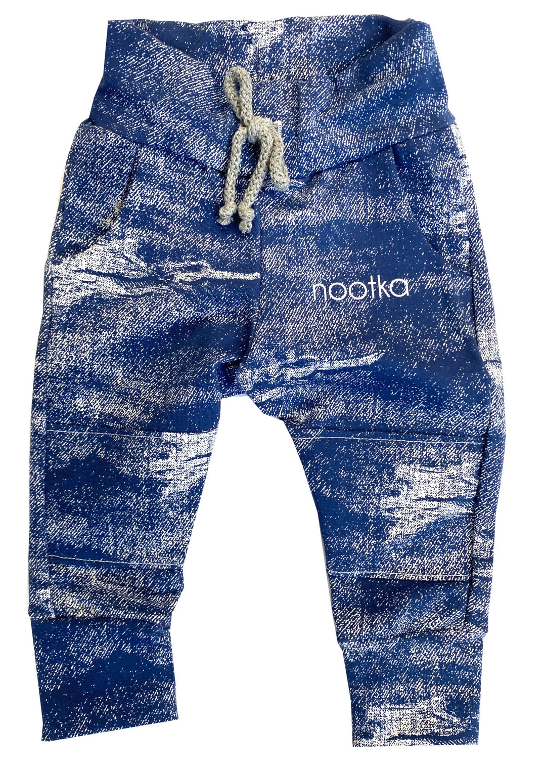 Hlače imitacija jeans z žepki, Nootka ročno delo