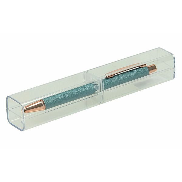 Kemični svinčnik metal bleščice blue + etui