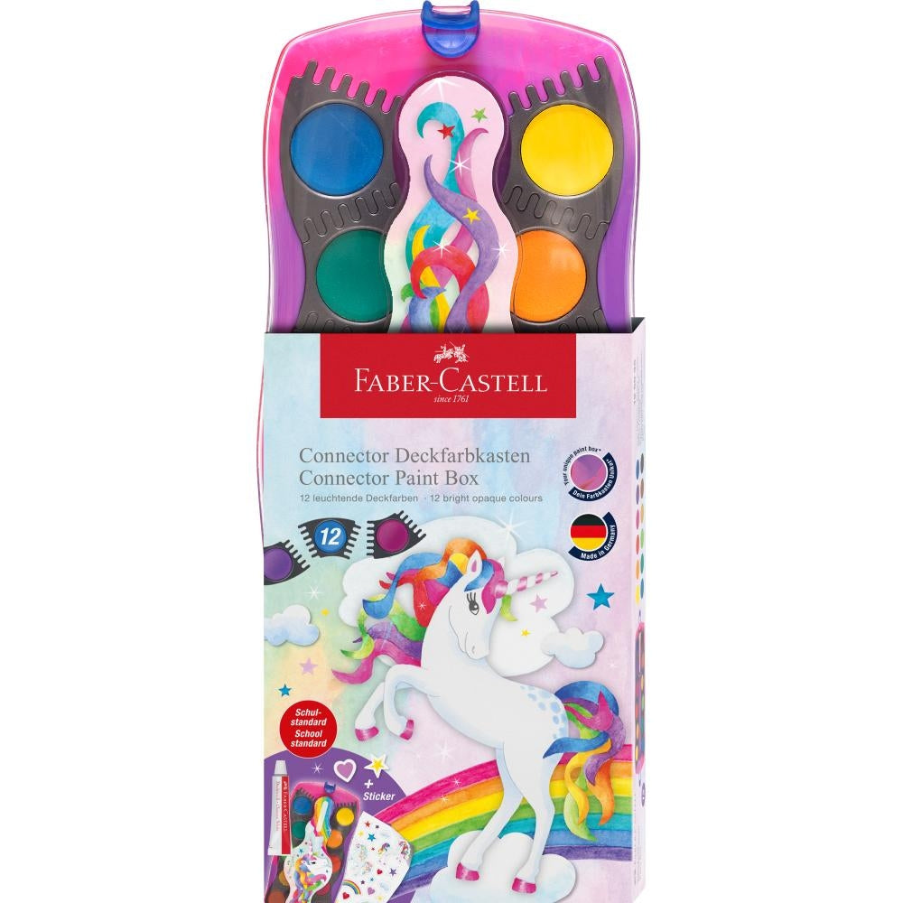 Barvice vodene FaberCastell Connect Unicorn 12/1 + nalepke