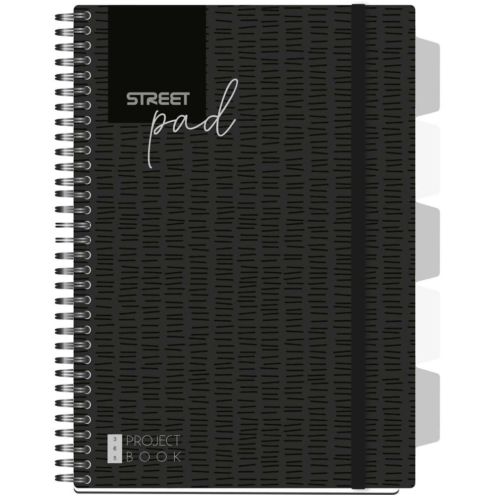Zvezek trdi ŠP s.pad black A4 črtast 100l pregrade