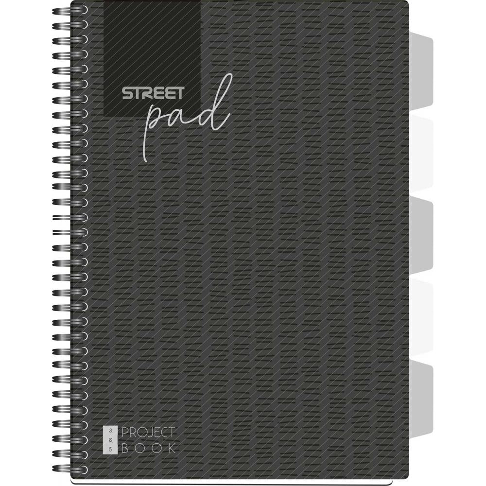 Zvezek špirala s.pad black ČRTAST 100l pregrade