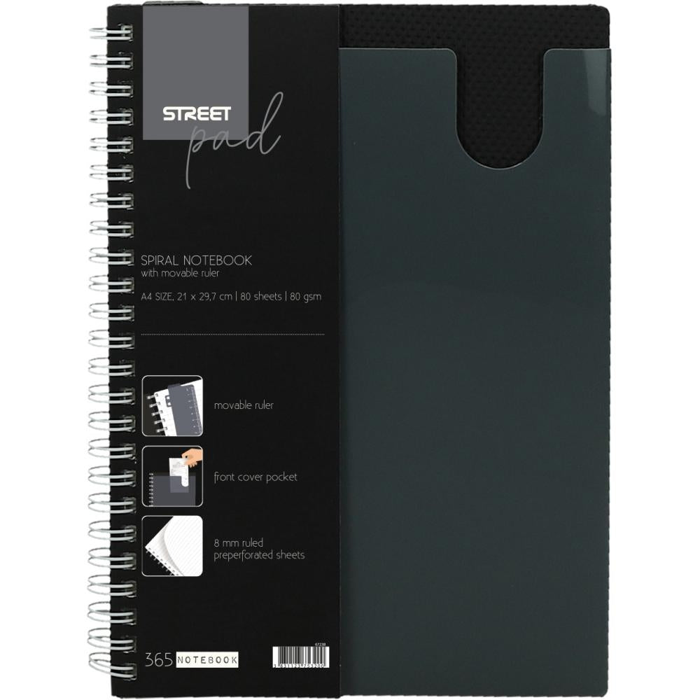Zvezek špirala S.Pad Office Black A4 1R