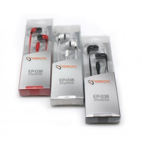 Slušalke ušesne stereo z mikrofonom EP-038 SBOX sort.