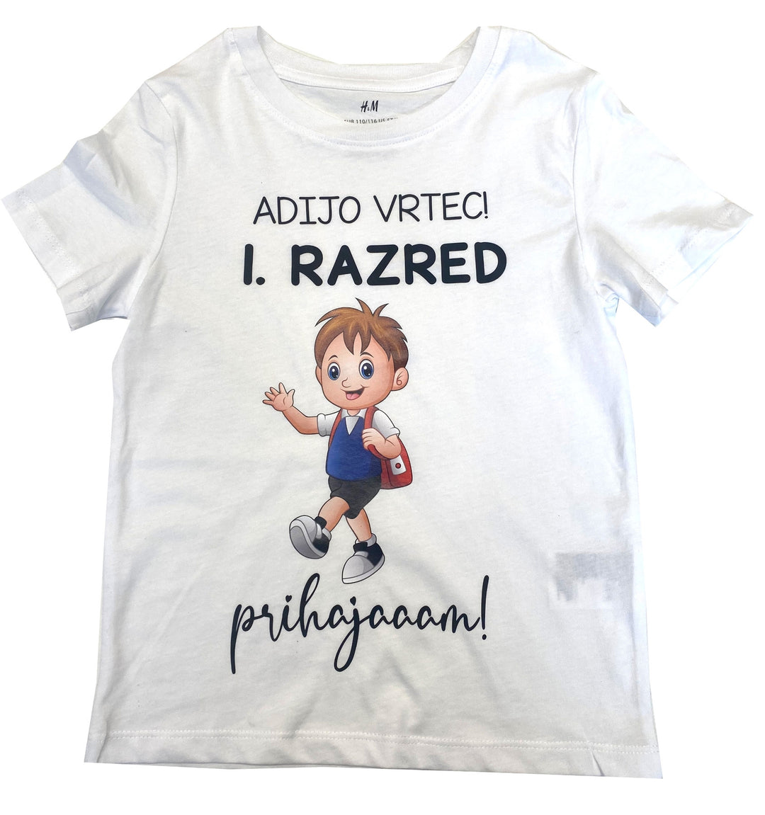 Kratka majica "adijo vrtec" bela