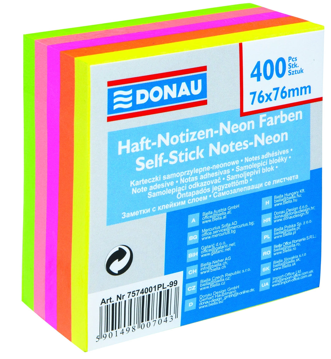 Kocka samolepilna 76x76 Neon 400 listna Donau