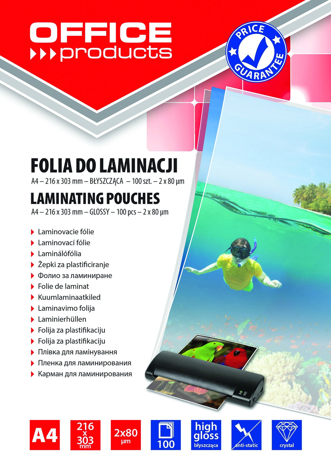 Žepki za plastificiranje A4 80mic office qbo 100/1
